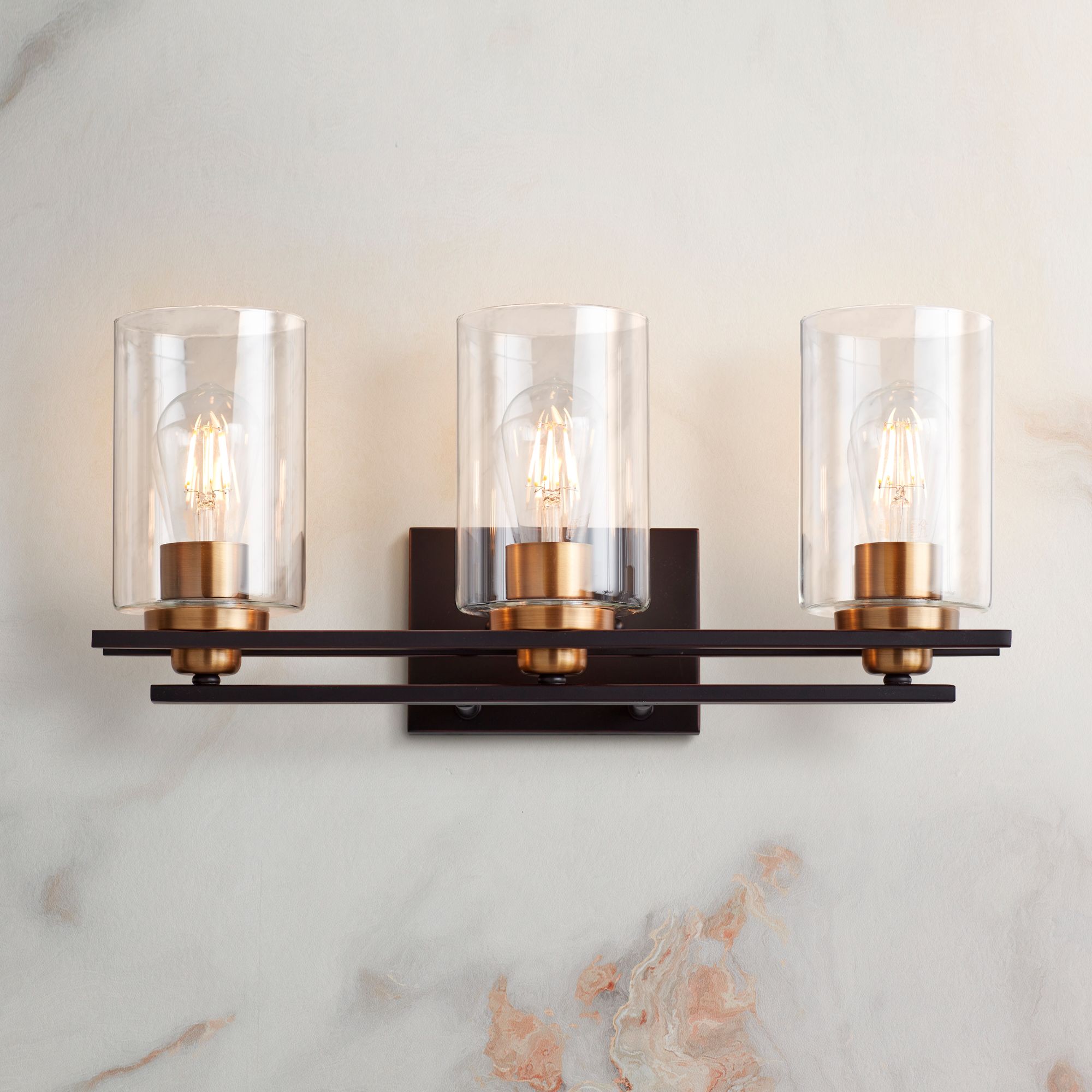 Image 1 Possini Euro Demy 20" Wide Bronze and Gold 3-Light Bath Light in scene