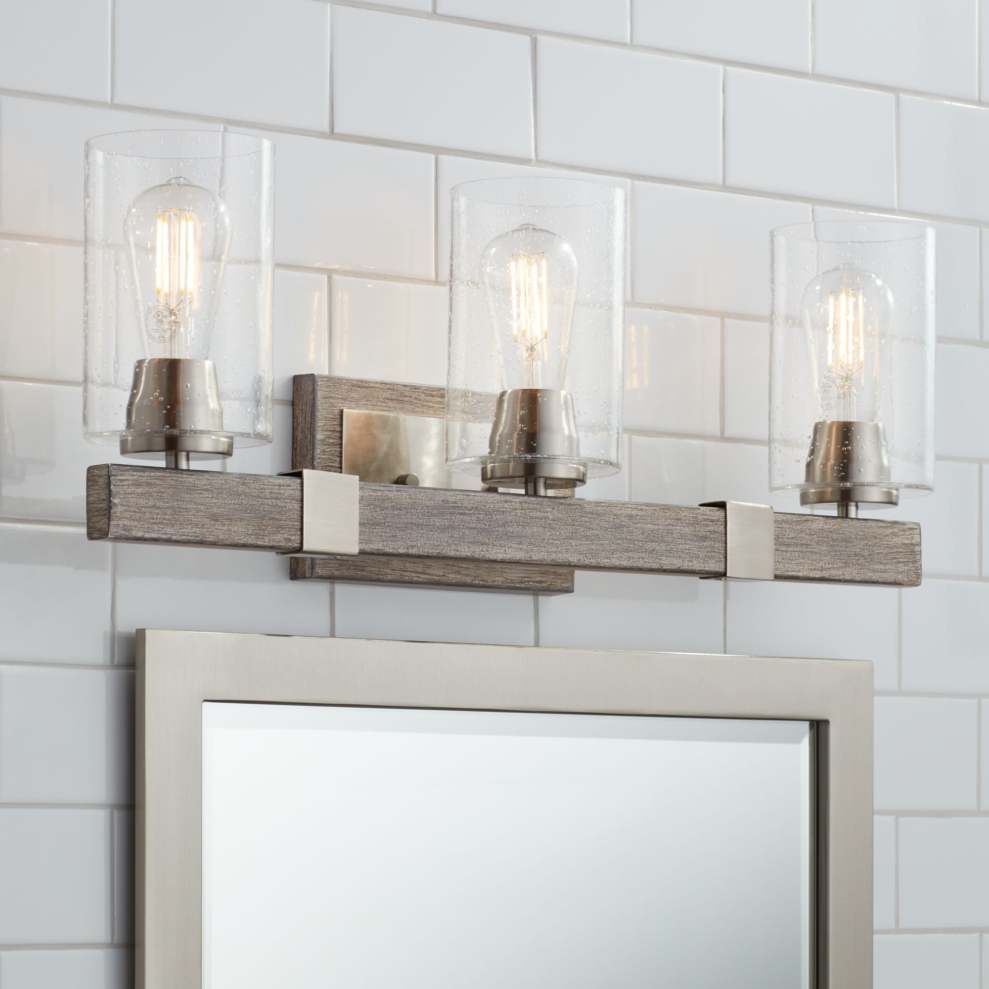 Brushed Nickel, Rustic Lodge, Bathroom Lighting Lamps Plus