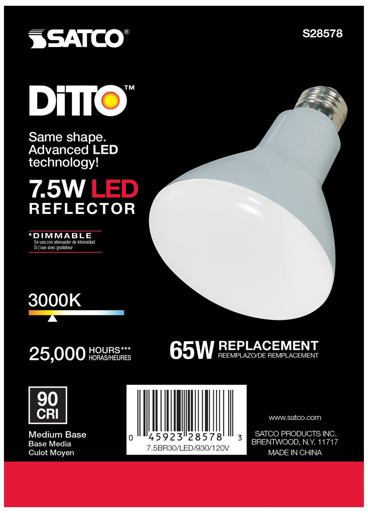 Image 4 65W Equivalent 7.5W LED Dimmable Standard BR30 Gray Light Bulb more views