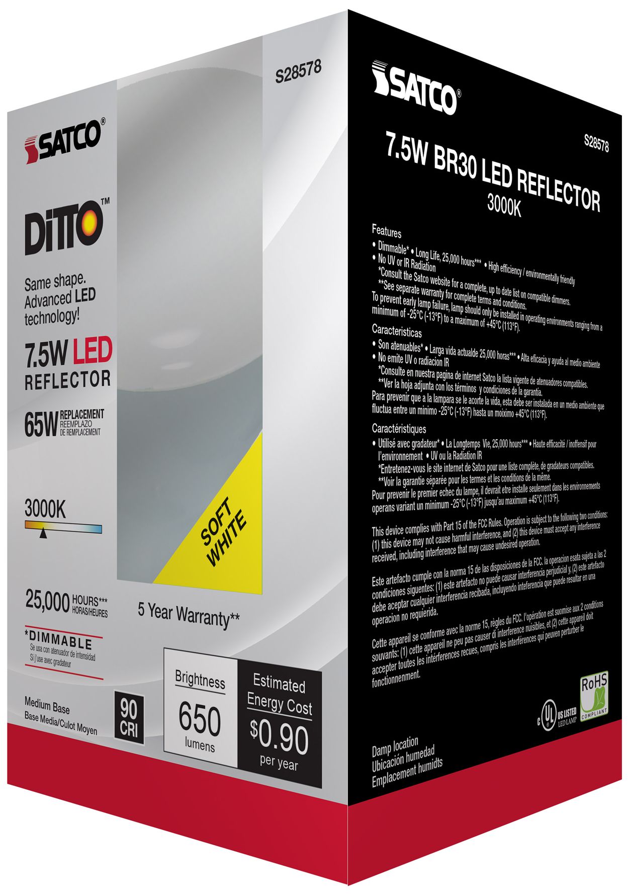 Image 7 65W Equivalent 7.5W LED Dimmable Standard BR30 Gray Light Bulb more views