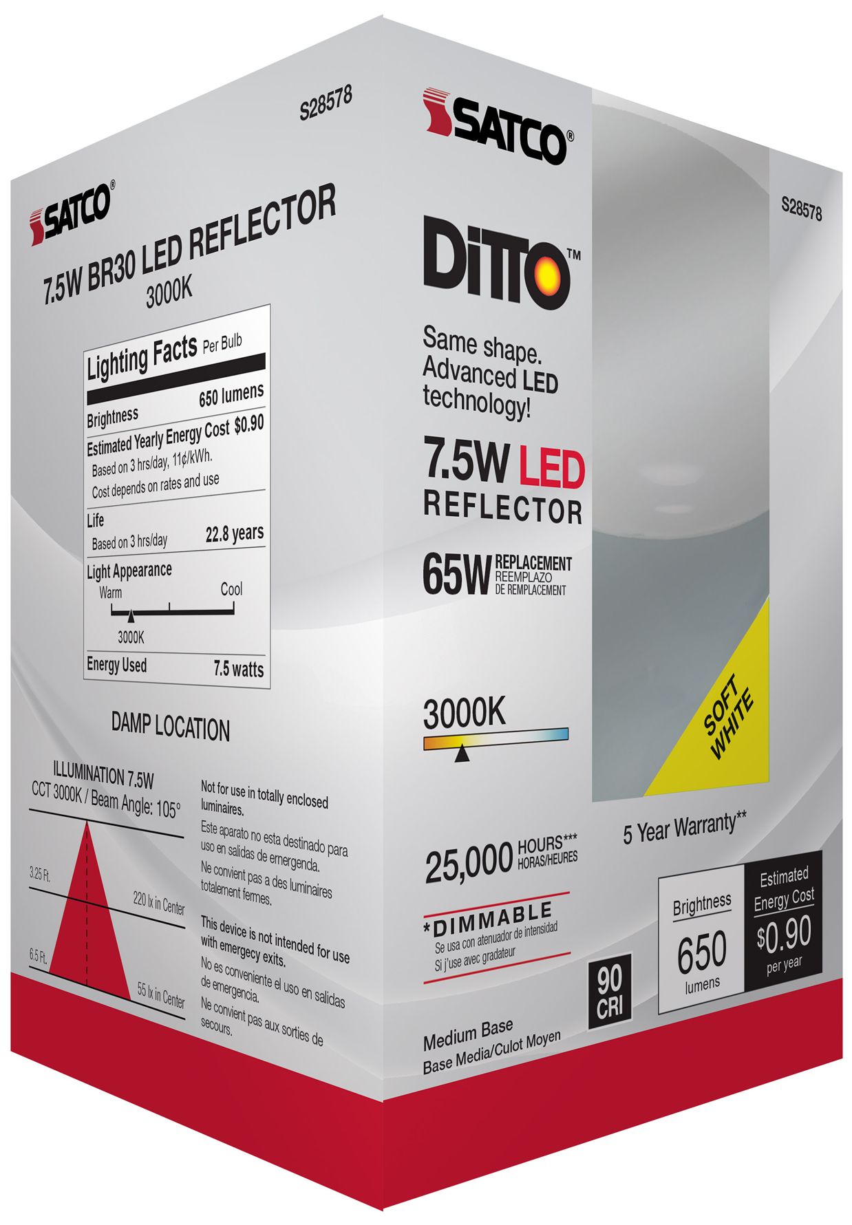 65W Equivalent 7.5W LED Dimmable Standard BR30 Gray Light Bulb in scene