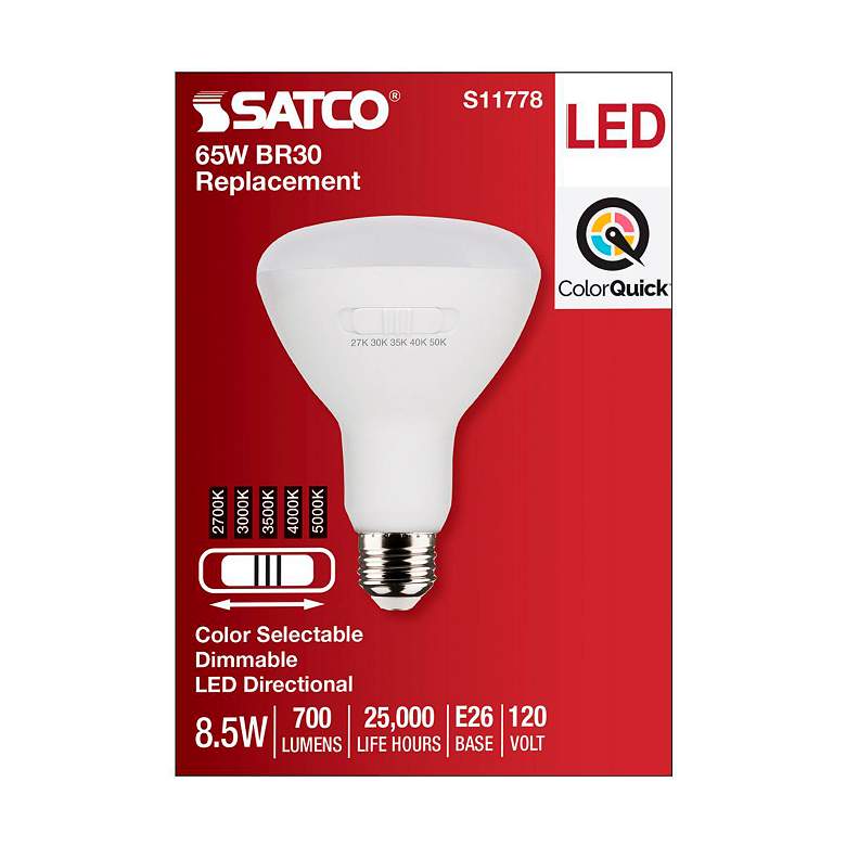 Image 4 65W Equivalent 8.5W LED Dimmable Standard Base BR30 Flood Light by Satco more views
