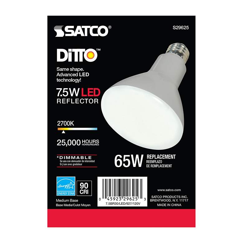 Image 3 65W Equivalent Satco Frost 7.5W LED Dimmable Standard Bulb more views