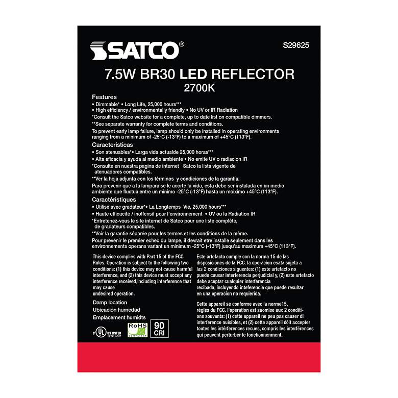 Image 4 65W Equivalent Satco Frost 7.5W LED Dimmable Standard Bulb more views