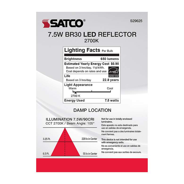 Image 5 65W Equivalent Satco Frost 7.5W LED Dimmable Standard Bulb more views