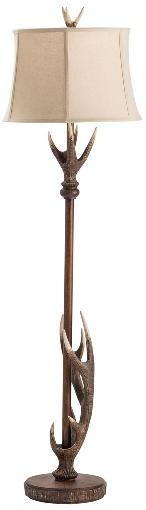Image 2 66.5" Antler Design Resin Floor Lamp with Linen Shade more views