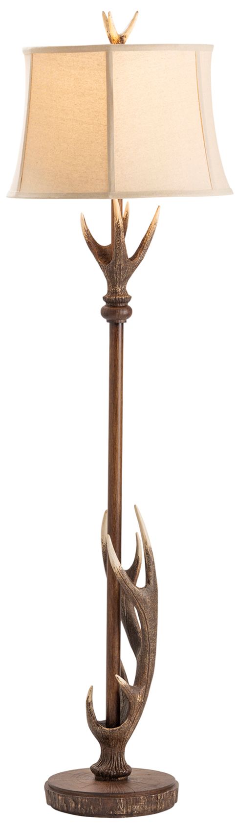 Image 3 66.5" Antler Design Resin Floor Lamp with Linen Shade more views