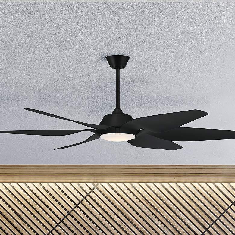 Image 2 66" Craftmade Zoom Flat Black Damp LED Ceiling Fan with Remote