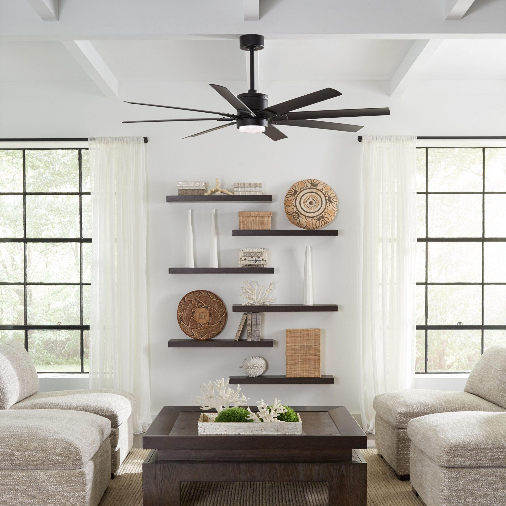 66" Modern Forms Renegade Black 3500K LED Smart Ceiling Fan Made to Or in scene