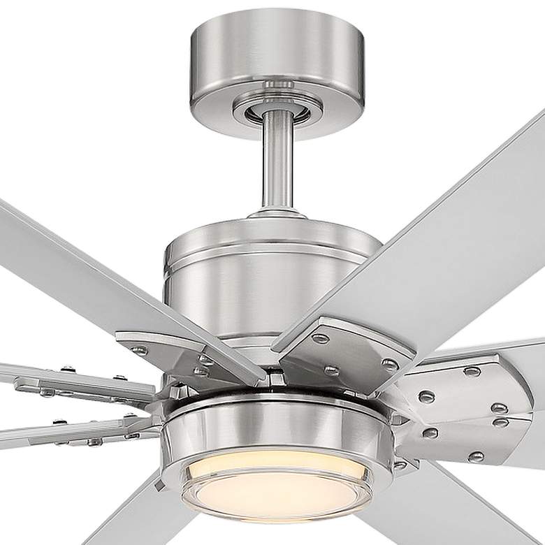 Image 3 66" Modern Forms Renegade Brushed Nickel LED Wet Smart Ceiling Fan more views