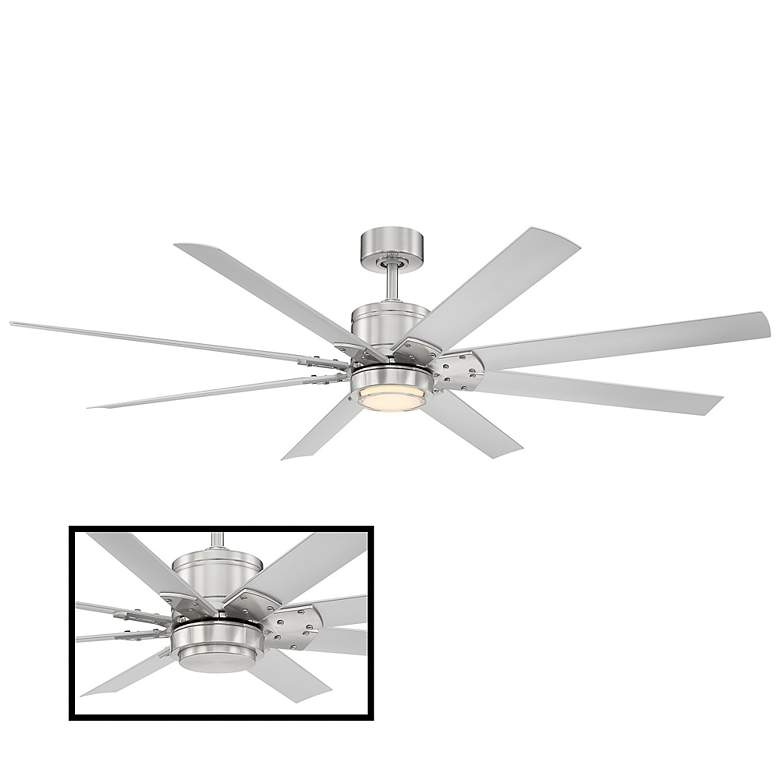 Image 4 66" Modern Forms Renegade Brushed Nickel LED Wet Smart Ceiling Fan more views