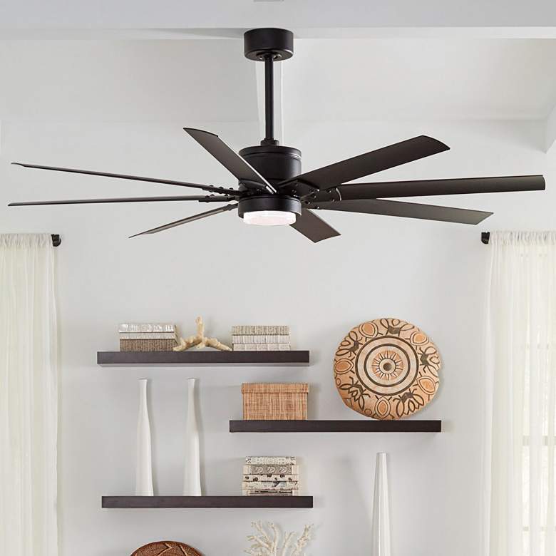 Image 2 66 inch Modern Forms Renegade Matte Black 3500K LED Wet Smart Ceiling Fan