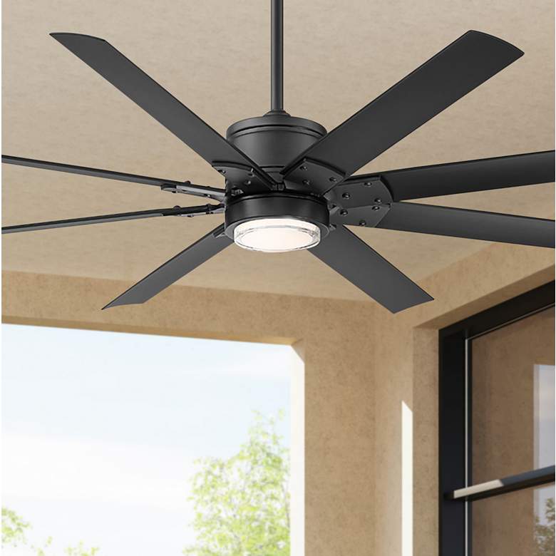 Image 1 66 inch Modern Forms Renegade Matte Black LED Wet Rated Smart Ceiling Fan