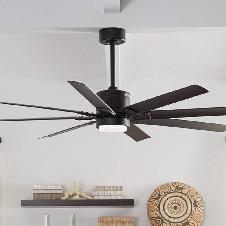 Image 1 66" Modern Forms Renegade Matte Black LED Wet Rated Smart Ceiling Fan