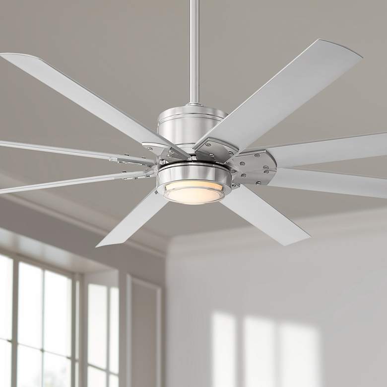 Image 1 66" Modern Forms Renegade Nickel 3500K LED Wet Smart Ceiling Fan