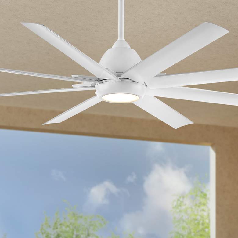 Image 1 66" WAC Mocha XL Matte White Wet Rated LED Smart Ceiling Fan