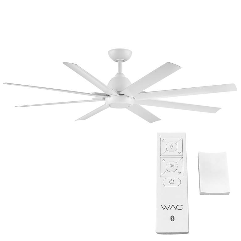 Image 2 66" WAC Mocha XL Matte White Wet Rated Smart Ceiling Fan more views