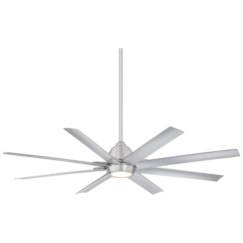 Image 1 66 inch WAC Mocha XL Wet Rated Brushed Aluminum LED Smart Ceiling Fan