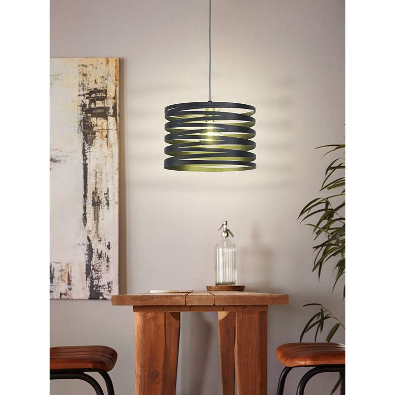 Image 1 Cremella - 1-Light Pendant with Spiral Shade - Black Finish in scene