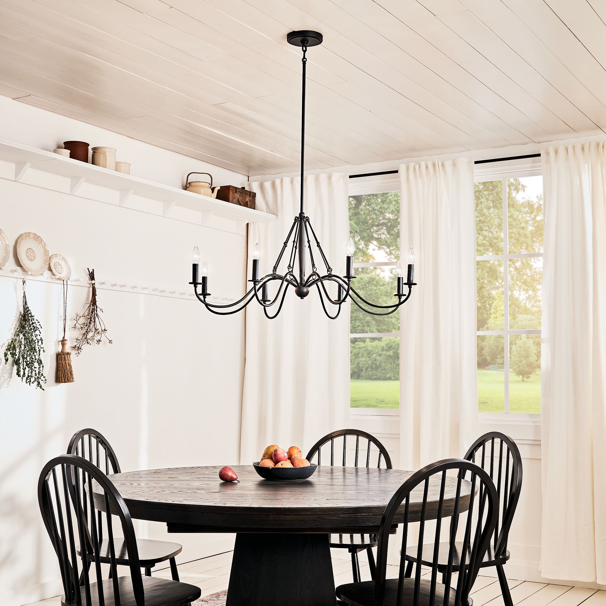 Image 1 Kichler Freesia 38"W Textured Black 8-Light Chandelier in scene