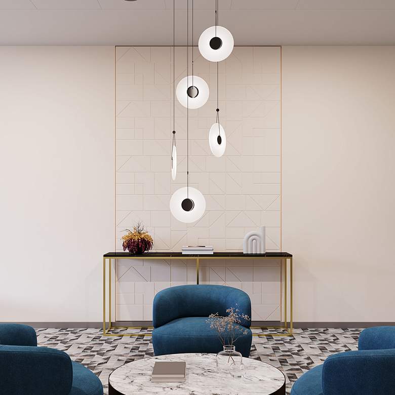 Image 1 Sonneman Meclisse 21 1/2"W Satin Black 5-Light LED Pendant in scene