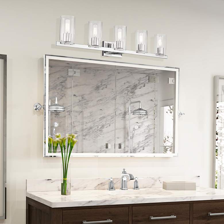 Image 1 Clarion 42" Wide Polished Chrome 5-Light Bath Light in scene
