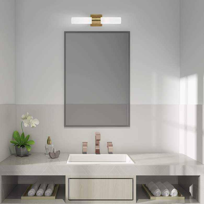 Image 1 Aero 17 3/4" Wide Antique Brass ADA 2-Light Bath Light in scene