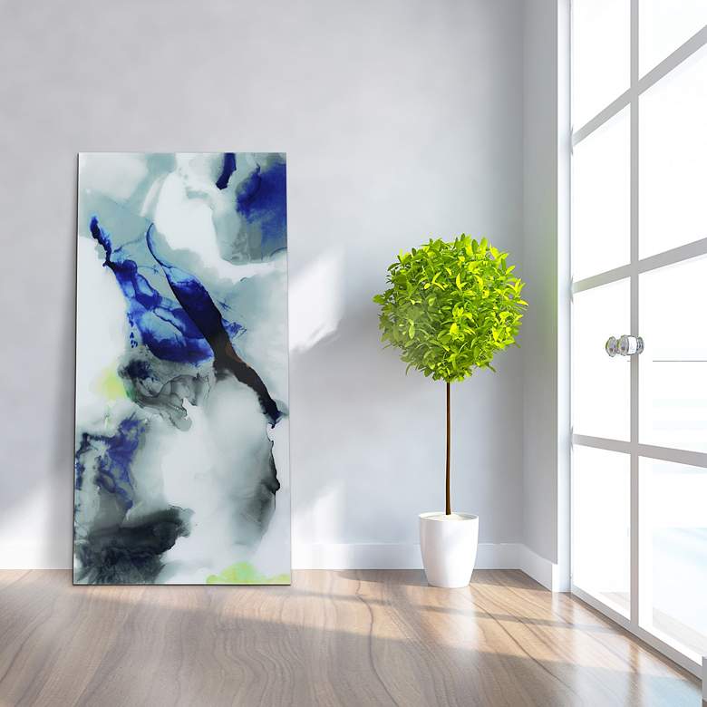 Image 1 Blue Splash 72 inch High Free Floating Tempered Glass Wall Art in scene