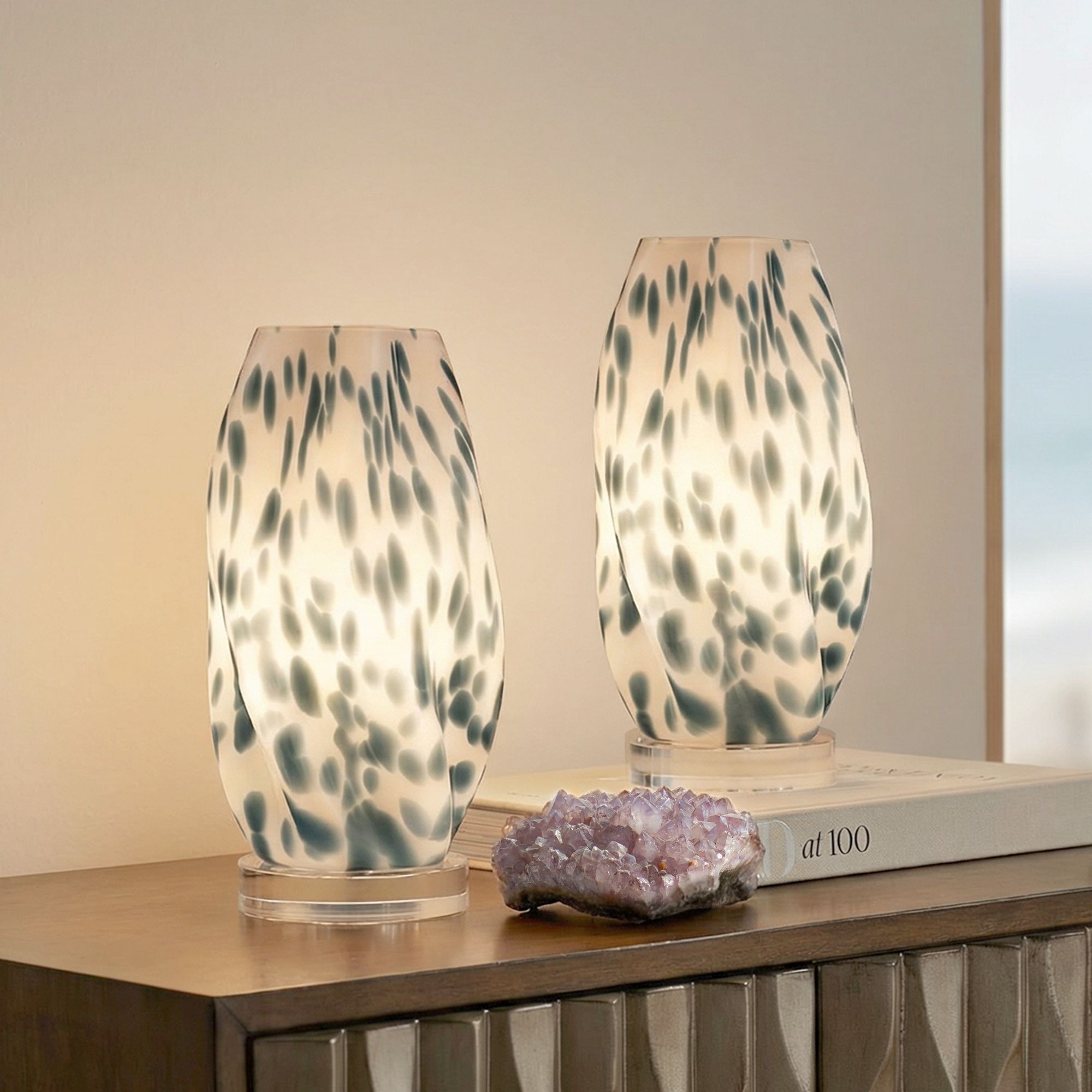 Image 1 Chelsea 13" High Blue and White Spotted Accent Lamp Set of 2 in scene