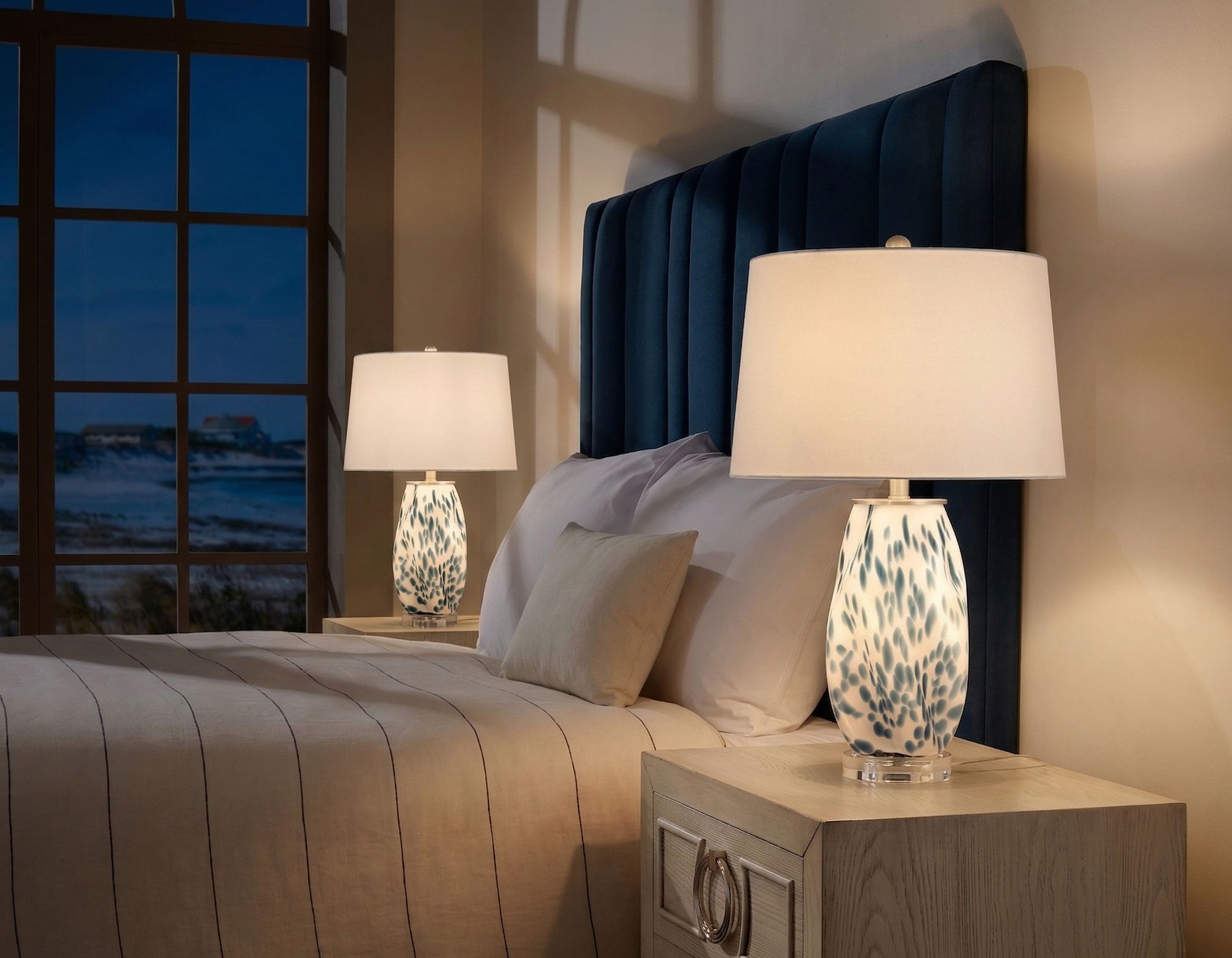 Chelsea 25" High White and Blue Nightlight Table Lamp Set of 2 in scene