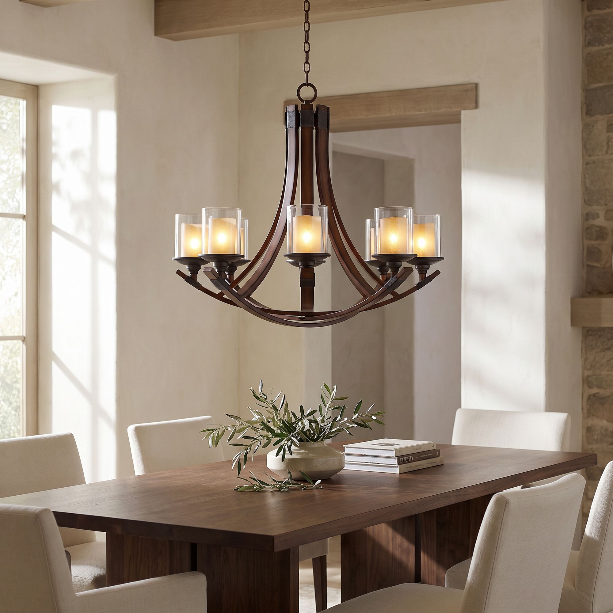 Watch A  Video About the Franklin Iron Tafford Mahogany 8 Light Double Glass Chandelier