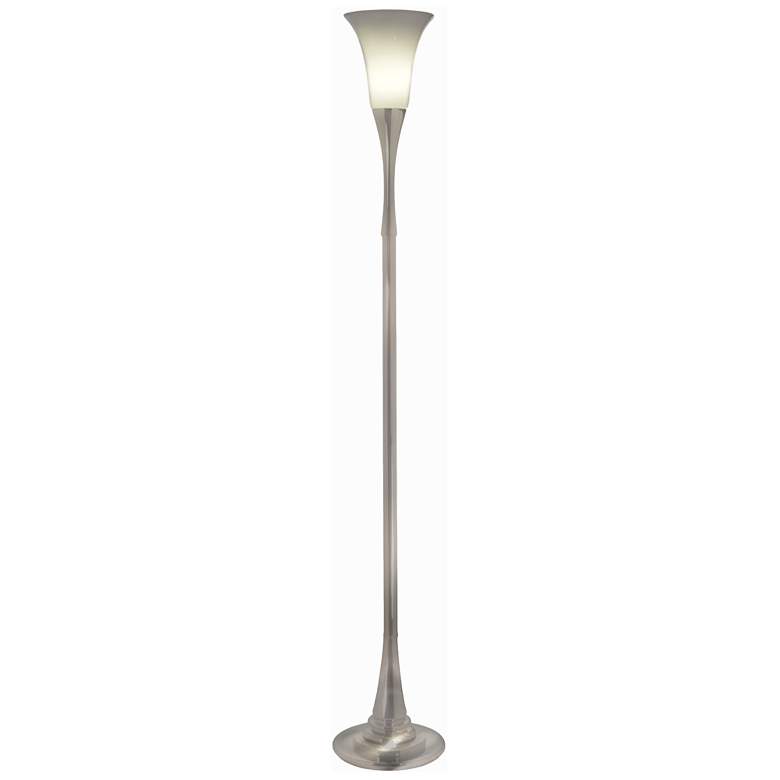 Image 1 67" H Satin Nickel x 7.5" Dia Opal Acrylic Shade Torchiere