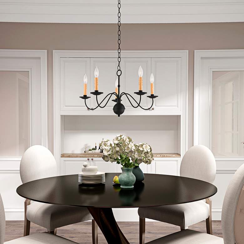 Image 1 Heritage 24" Wide Black 5-Light Chandelier in scene