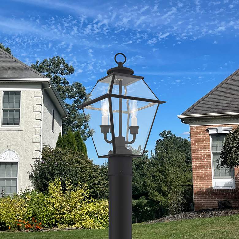 Image 1 Westover 16 1/2" High Black Outdoor Lantern Post Light in scene