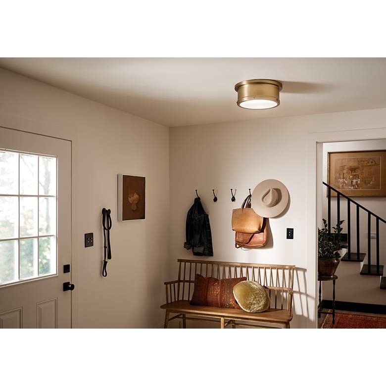 Image 1 Kichler Serca 14.3" Wide Brass Finish Flush Mount Ceiling Light in scene