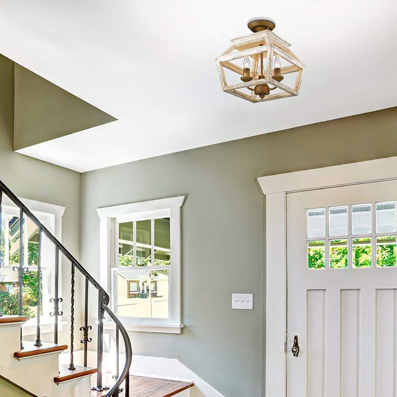 Image 1 Haiden 12 1/2" Wide Burnished Chestnut 3-Light Ceiling Light in scene