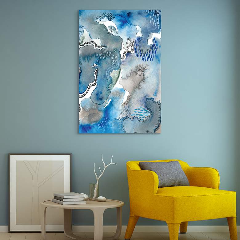Image 1 Subtle Blues II 48" High Tempered Glass Graphic Wall Art in scene