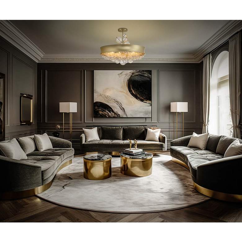 Image 1 Verdi Square 32"W Soft Gold and Clear Glass Pendant Light in scene