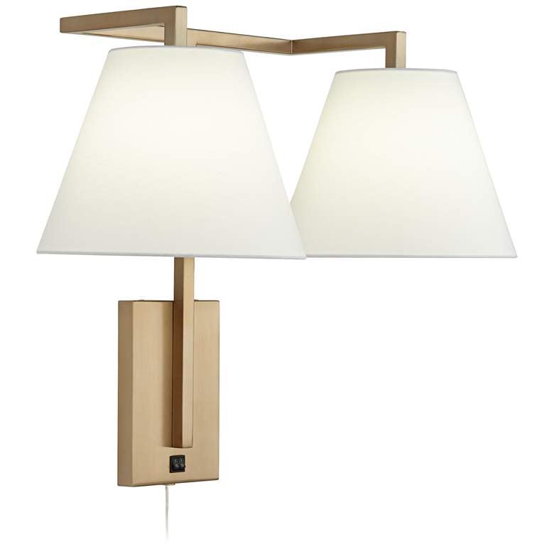 Image 1 67C08 - Nightstand HB/wall lamp with pendant shade