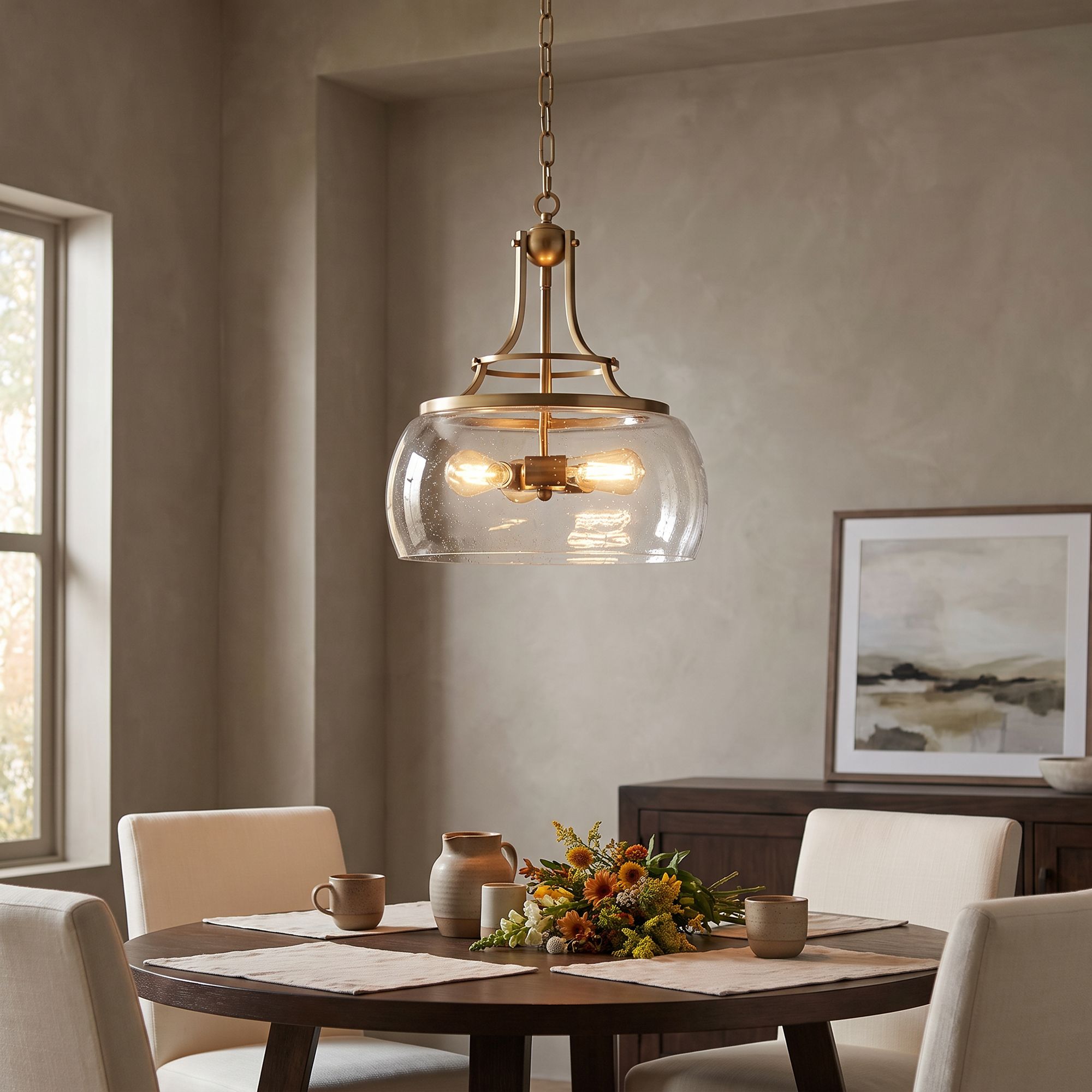 Image 1 Franklin Iron Charleston 16" Warm Gold 3-Light LED Luxe Pendant Light in scene