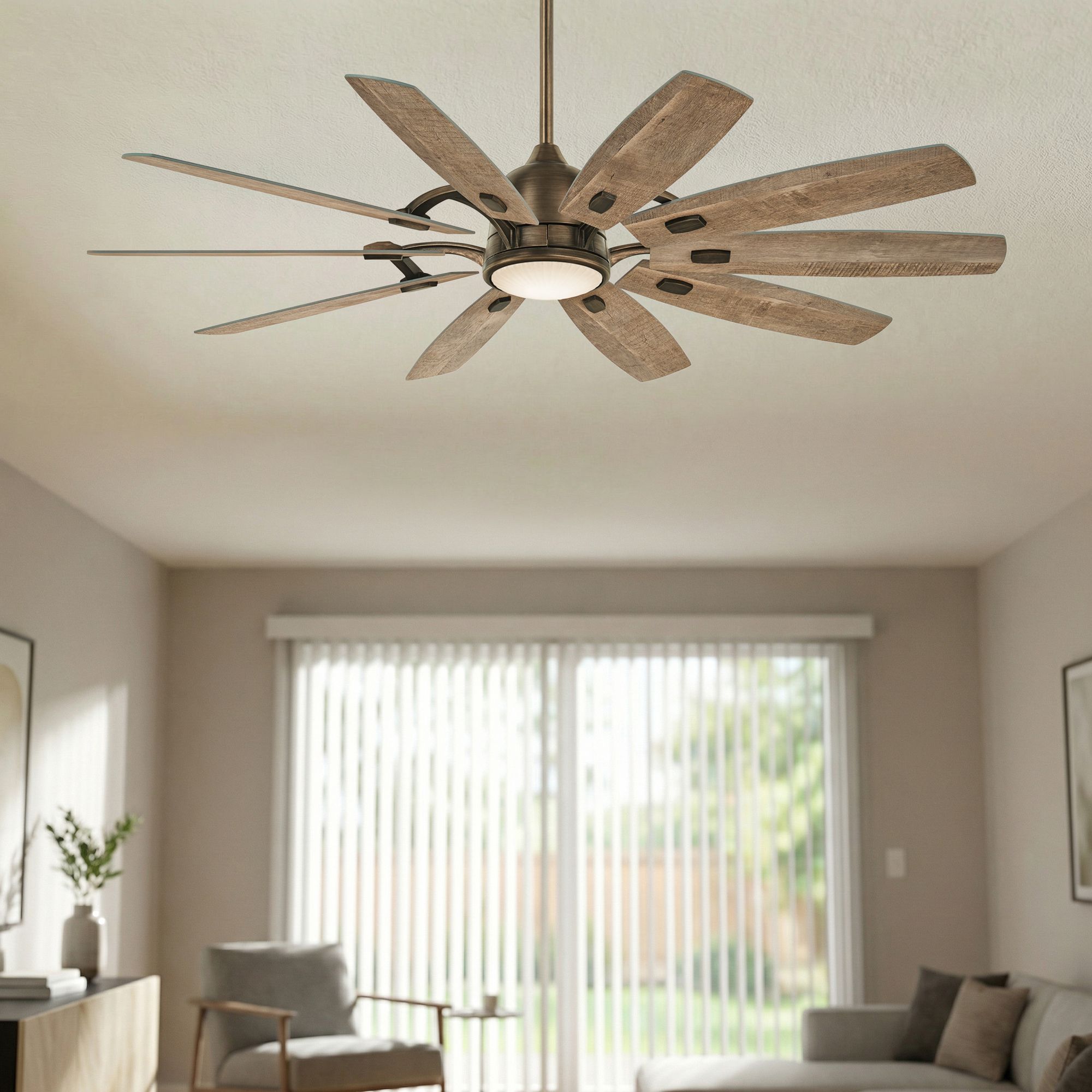 Image 1 65" Minka Aire Heirloom Bronze Rustic Barn LED Smart Ceiling Fan in scene
