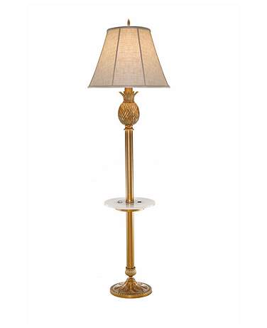68" H Polished Honey Brass & 13" Dia Acrylic Tray Floor Lamp