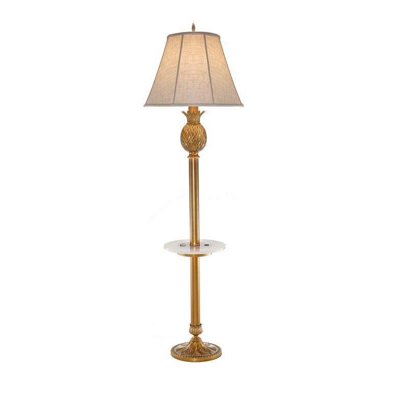 Image 1 68" H Polished Honey Brass & 13" Dia Acrylic Tray Floor Lamp