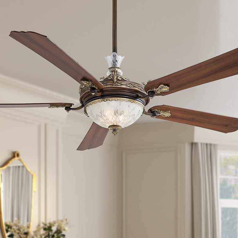 Image 1 68 inch Minka Aire Cristafano Walnut LED Ceiling Fan with Wall Control