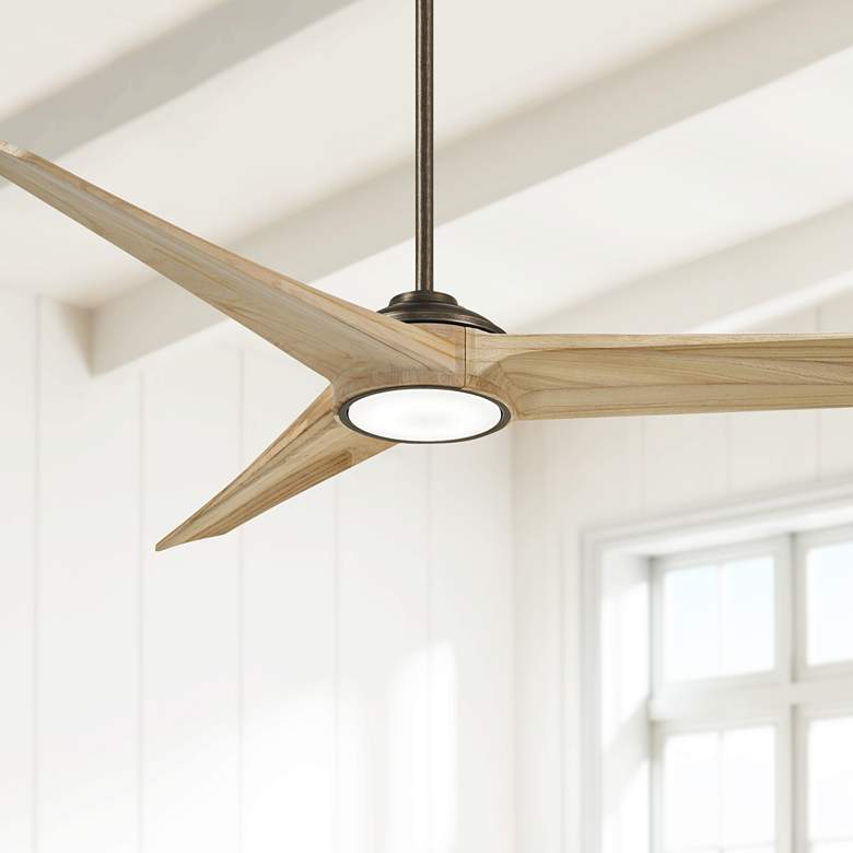 Image 1 68" Minka Aire Timber Indoor Rated Bronze and Maple LED Smart Fan