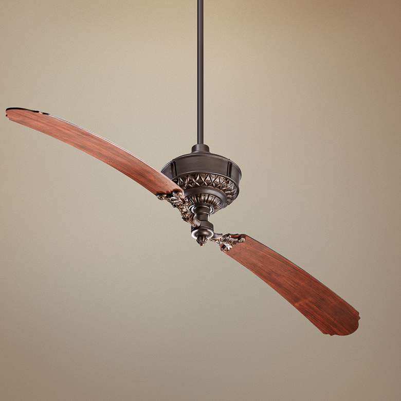 Image 1 68" Quorum Turner Oiled Bronze Two Blade Ceiling Fan with Wall Control