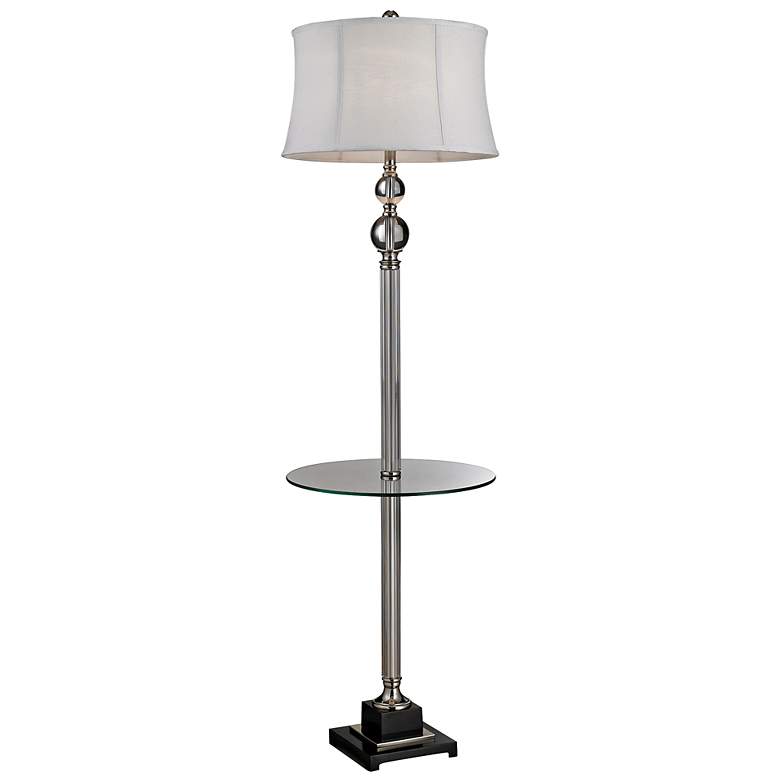 Image 1 68 inchH Corvallis Nickel and Glass Tray Table Floor Lamp