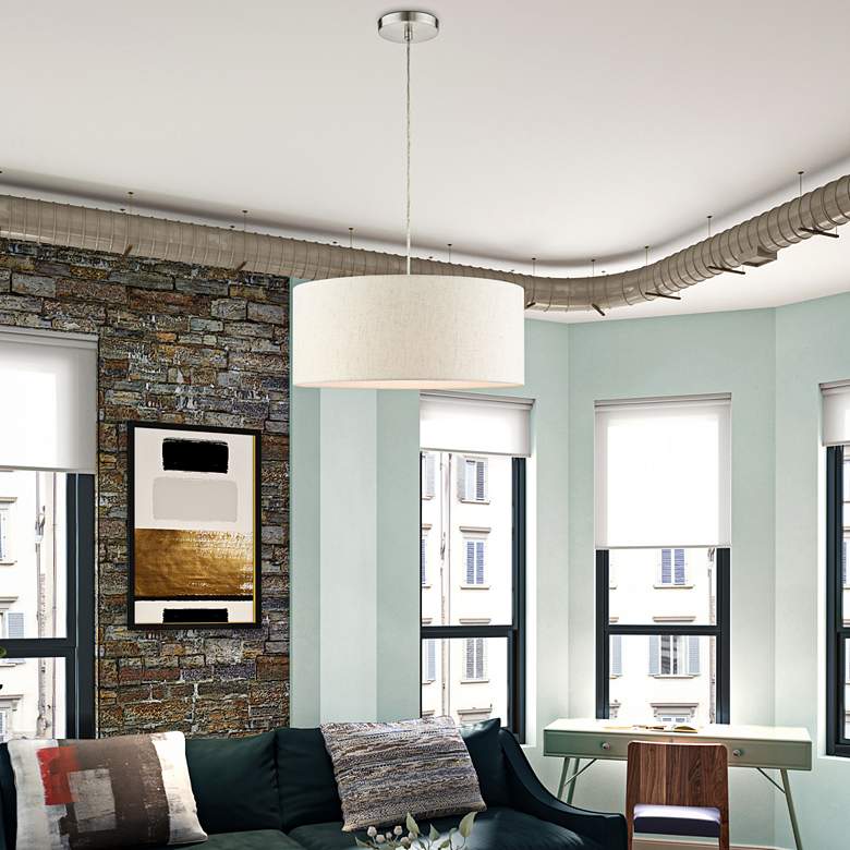 Image 1 Blossom 18" Wide Brushed Nickel 3-Light Drum Pendant in scene