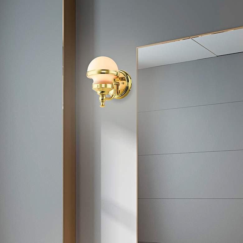 Image 1 Oldwick 8 1/4" High Polished Brass Wall Sconce in scene