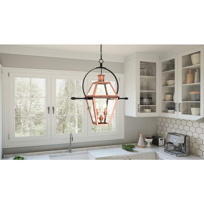 Image 1 Quoizel Rue De Royal 21.25 inch Wide 2-Light Aged Copper Lantern Pendant in scene